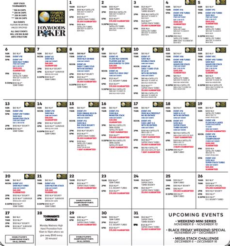bingo foxwoods schedule